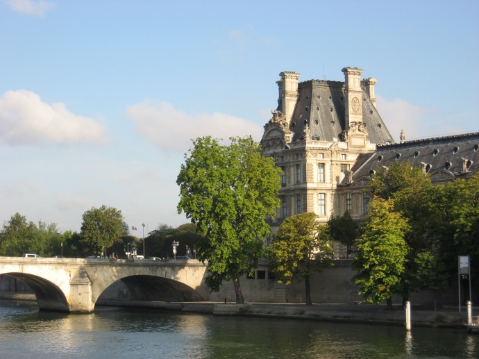 Louvre Museum tower and the Seine River