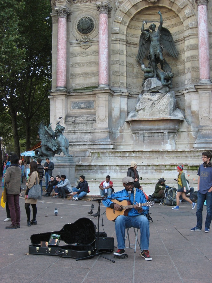 This street entertainer at St Michel Plaza was singing the theme song from Baghdad Cafe, a film I first saw in Paris many years ago. I gave him the change in my pocket. 