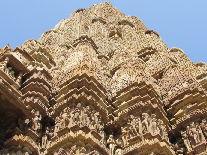 Towering mass of carved figures and ornamental stone