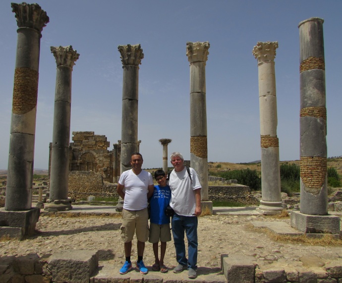 Noureddine, Andrew and me at Volubilus, 2,000 years after the Roman Emperor Hadrian visited