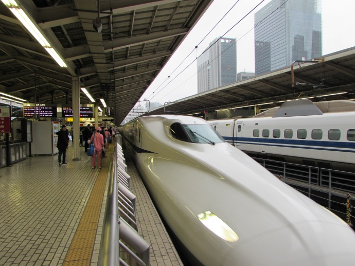 I took the Shinkansen Nozomi bullet train from Tokyo to Kyoto - paid a little extra for a reserved seat as the trains that day were crowded. Cost $250. Ride took about 2 hours and 15 minutes.