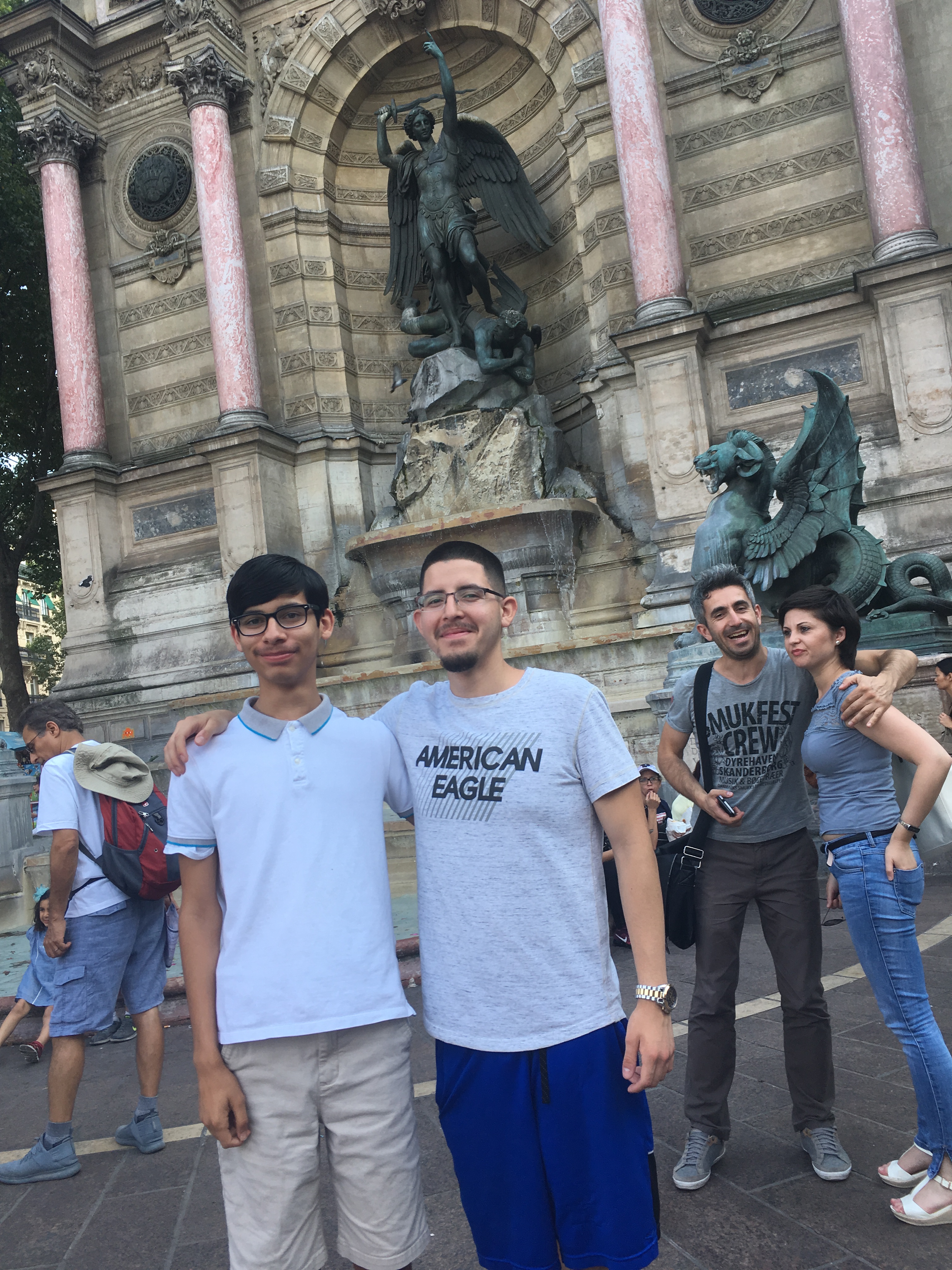 Paris boys at Saint Michael Fountain